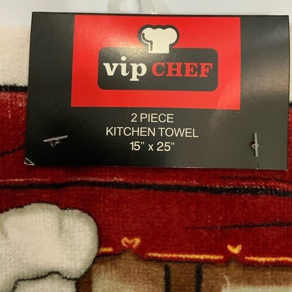 VIP Chef Kitchen Towel Set Fat Italian Chef Decor Set of 2 Thick Absorbent - Picture 10 of 11